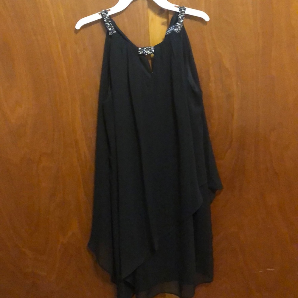 Flowy black dress knee high